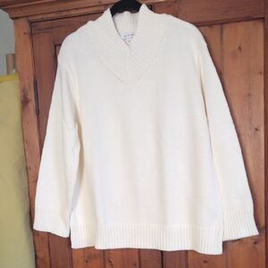 Peace Love World Cream Ribbed Sweater M New